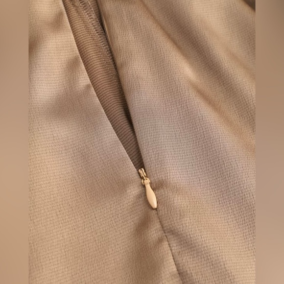 Satin Tie Front Slit Midi Skirt - Khaki - Picture 5 of 8